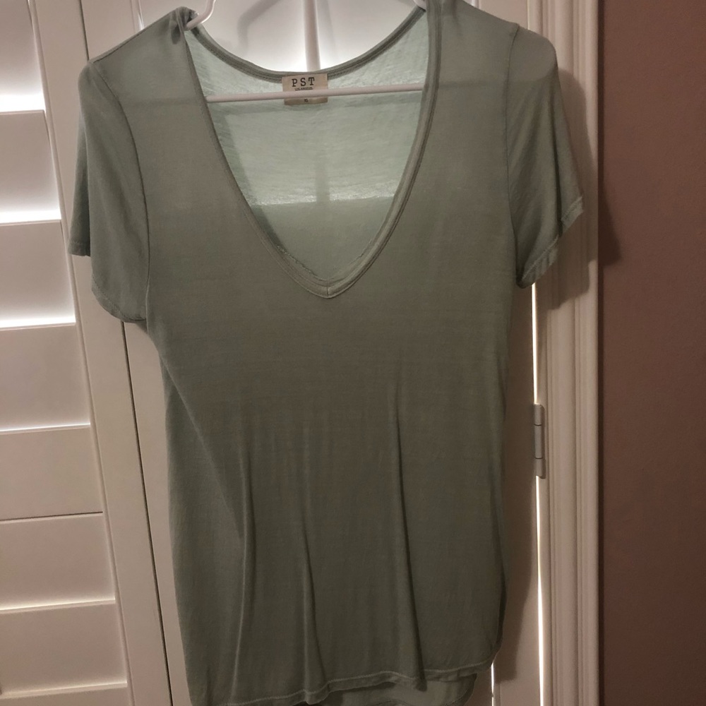 Light green v neck shirt